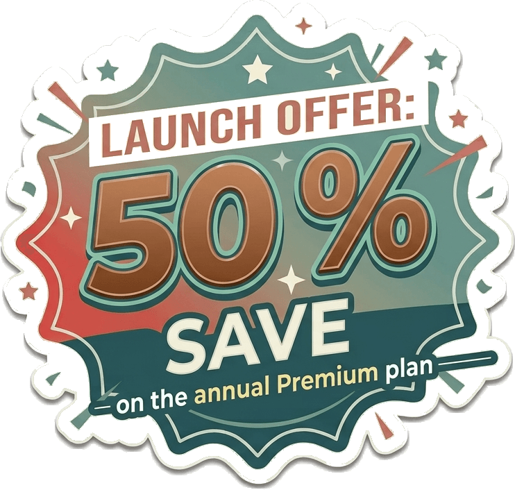 Launch offer: save 50% on the annual Premium plan